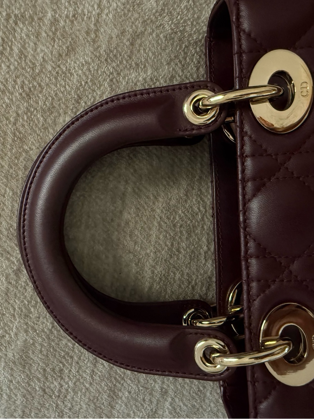 Authentic Christian Dior Small Lady Dior My ABCDior – Burgundy Lambskin - Picture 7 of 17
